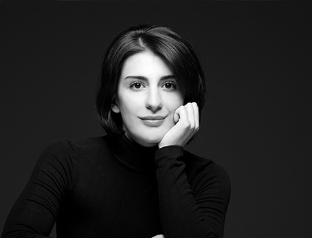 Black and white photo of Mariam Batsashvili